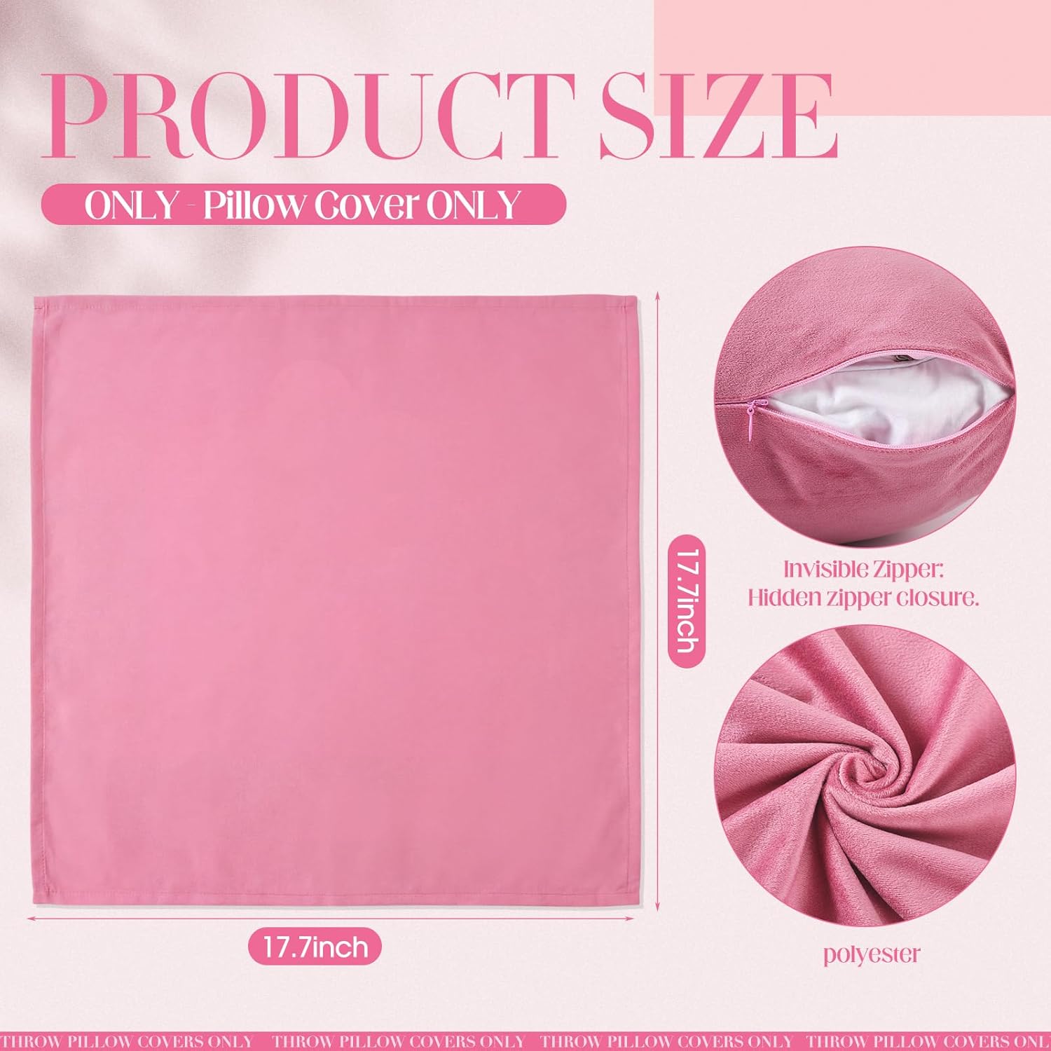 Yuntau Pink 8 Pcs Picnic Pillow Covers Only 18x18 Inch Boho Aesthetic Throw Cushion Cases Luxury Picnic for Summer Birthday Bachelorette Tea Party Brunch Beach Backyard Bed Sofa Decor