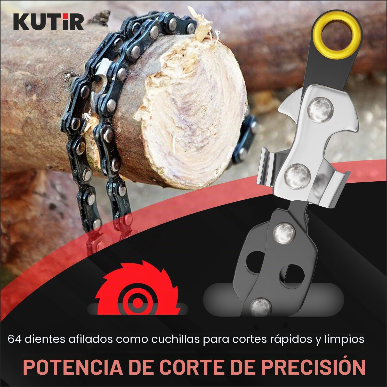 Sierra de cuerda para ramas altas de 55 pulgadas – Sierra de cadena de cuerda 360 para corte manual de ramas de árbol – Sierra de mano afilada con hojas de doble filo – Sierra de bolsillo rápida y