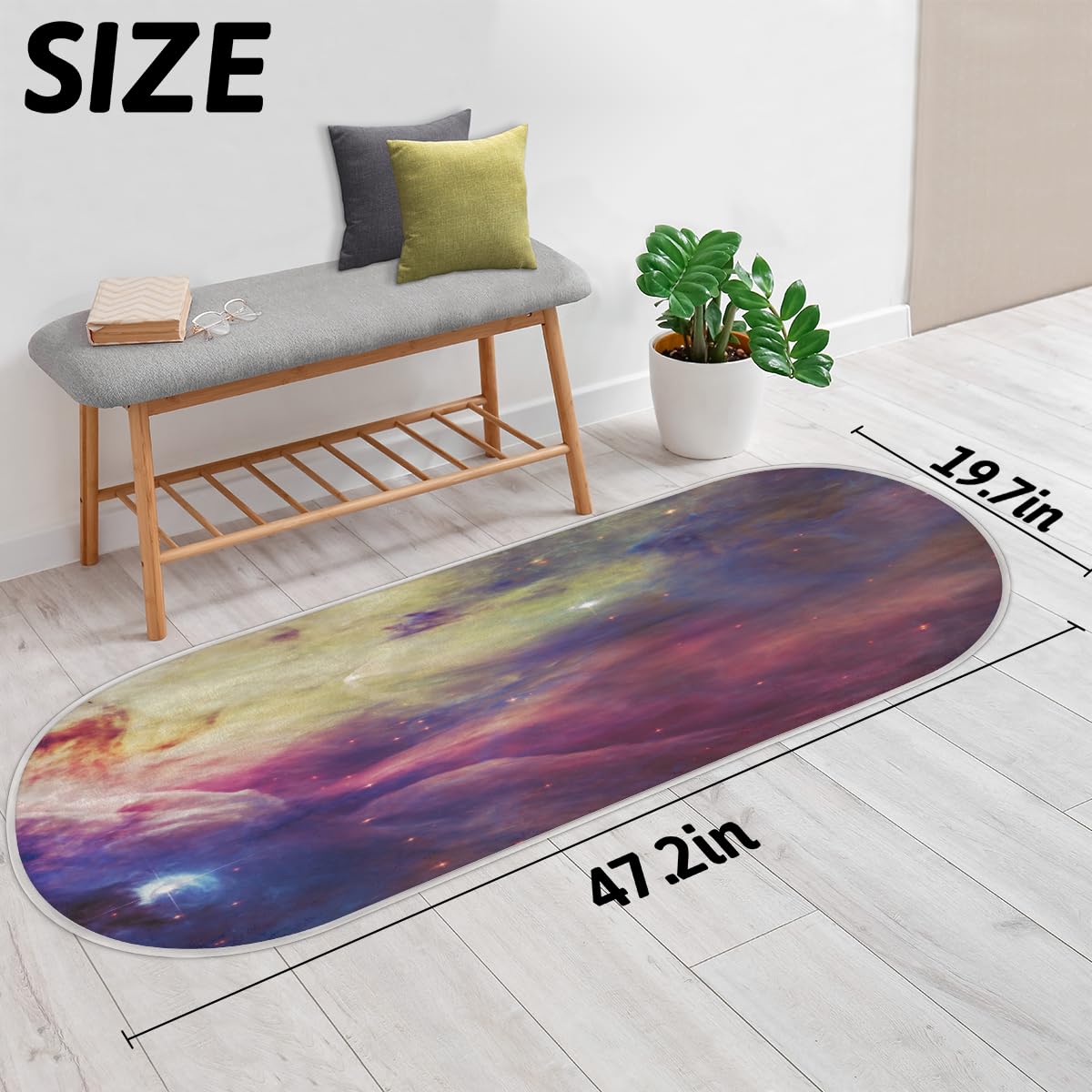 TropicalLife Galaxy Nebula nadruk dywanik mata 50 x 120 cm, galaktyka długie włosy pogrubione dywaniki do pokoju kuchni domu łazienki wewnątrz antypoślizgowa mata podłogowa dywaniki