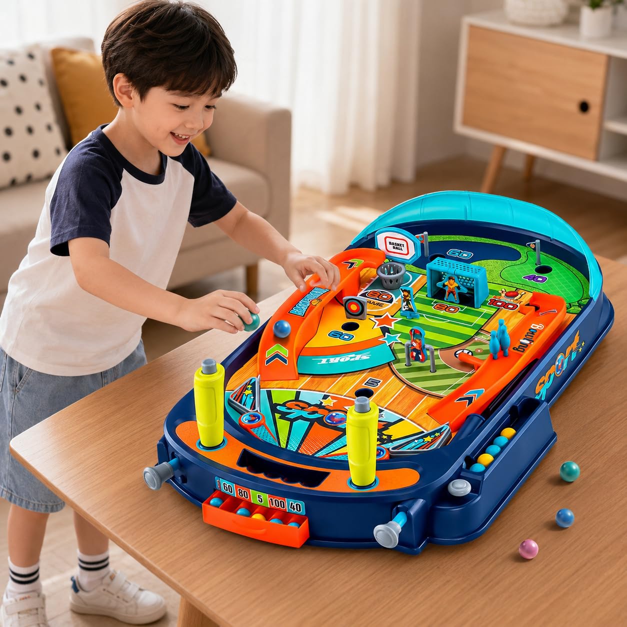 Foot Multi-Jeux en Bois, borne d'arcade pour familles, Adultes et gîtes, Jeu Billes nostalgique