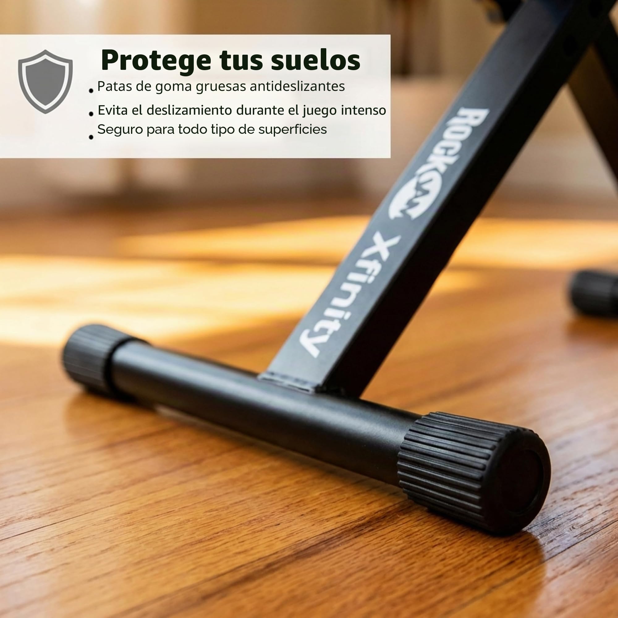 RockJam Banco de Piano Ajustable/Taburete de Teclado, Asiento Grueso Acolchado, Marco X Plegable, 4 Alturas, Acero Resistente
