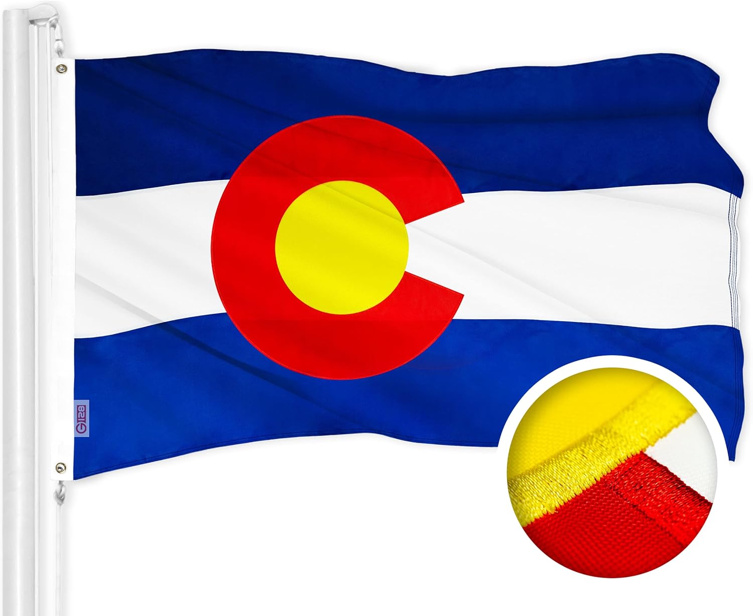 G128 Colorado State Flag | 4x6 Ft | ToughWeave Series Embroidered 300D Polyester | Embroidered Design, Indoor/Outdoor, Brass Grommets