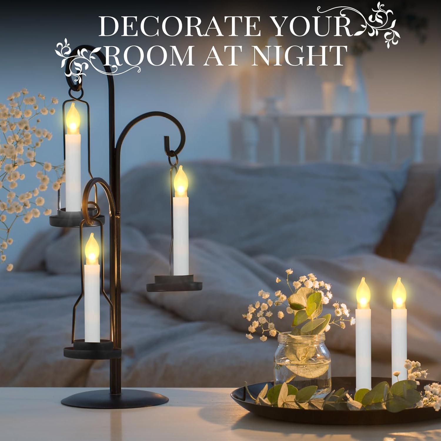 Macarrie 180 Pcs Flameless LED Taper Candles Battery Operated 6.7" Flickering Window Light Candlesticks, Electric Handheld Candle for Wedding Church Party Decorations(Warm Light)