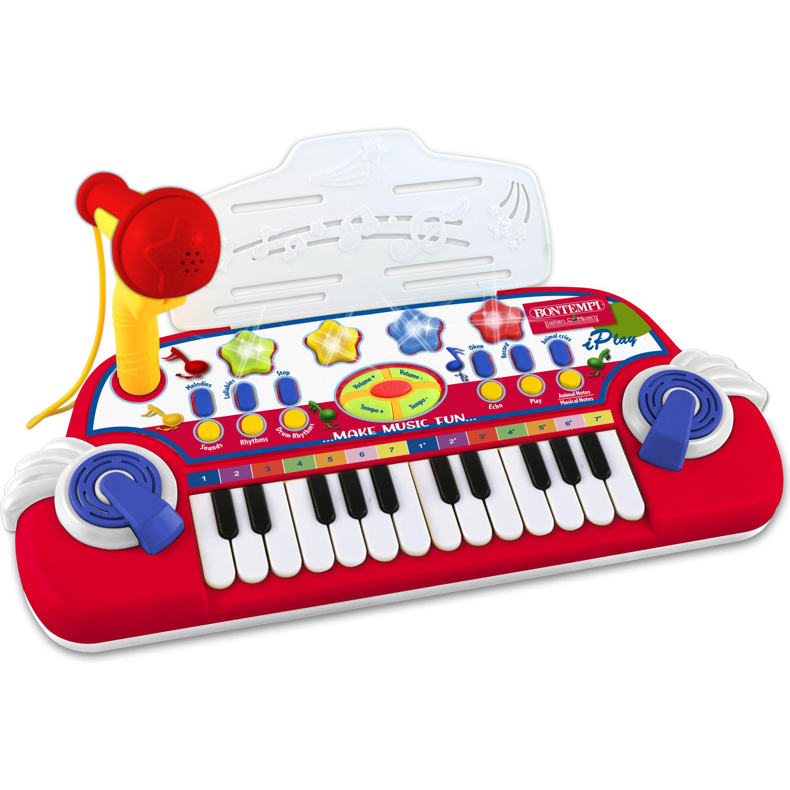 McGrey KK-2501 Tastiera Musicale Per Bambini 37 Tasti - Rossa Con Microfono, Alimentazione USB O Batterie, 4 Timbri E Ritmi, Ingresso Aux E Cuffie