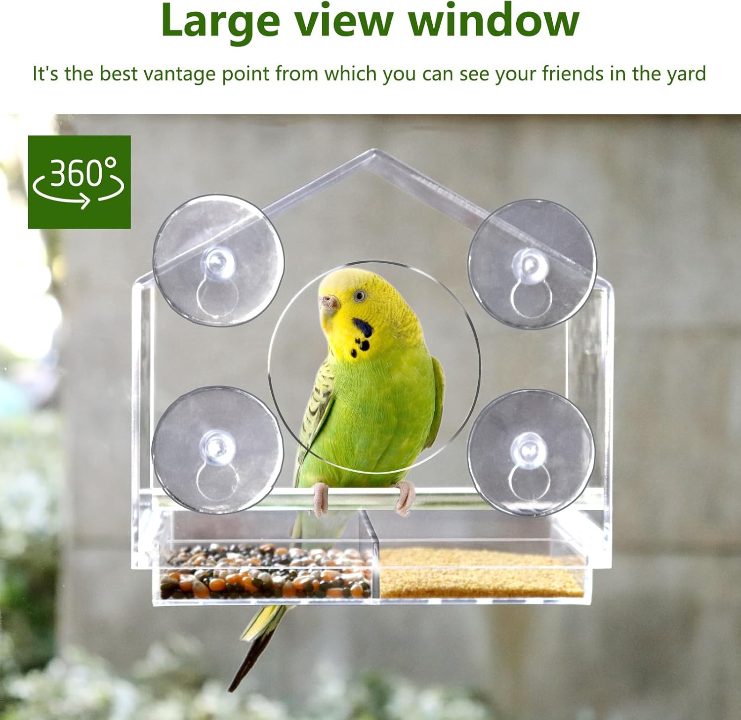 Bird Feeder, Hanging Bird Seed Feeder, Bird Feeding Station Outdoor Window Bird Feeder with Ultra-Strong Suction Cups - Perfect for Attracting Cardinals, Finches, Chickadees