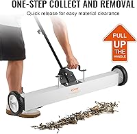Vista 2 de VEVOR Barridor Magnético Rodante de 55 Libras con Ruedas, Barridor Magnético de Césped de 36 Pulgadas con Mango Telescópico, Barridor Magnético