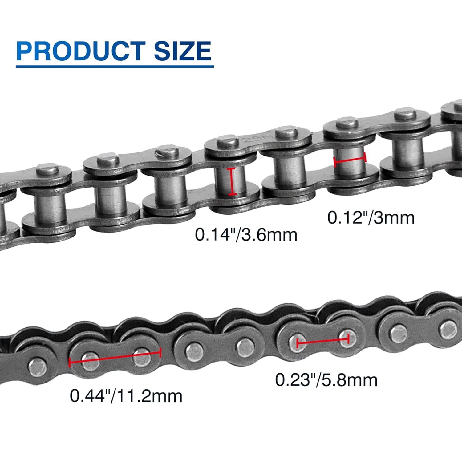 Belleone #25 Roller Chain - 10 Feet #25 Chain with 10 Connecting Links & Chain Breaker for Go Karts, Mini Bikes, Scooters, Dirt Bikes, Razor Motorcycles, Pocket Bike and Bycicles - 480 Links - Image 2