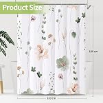 Boho Shower Curtain, Sage Green Beige Flower Bath Curtain for Bathroom, Modern Minimalist White Bathroom Curtain, Mildew Resistant, Weighted Hem, Waterproof Fabric with 12 Hooks 72x72 Inches