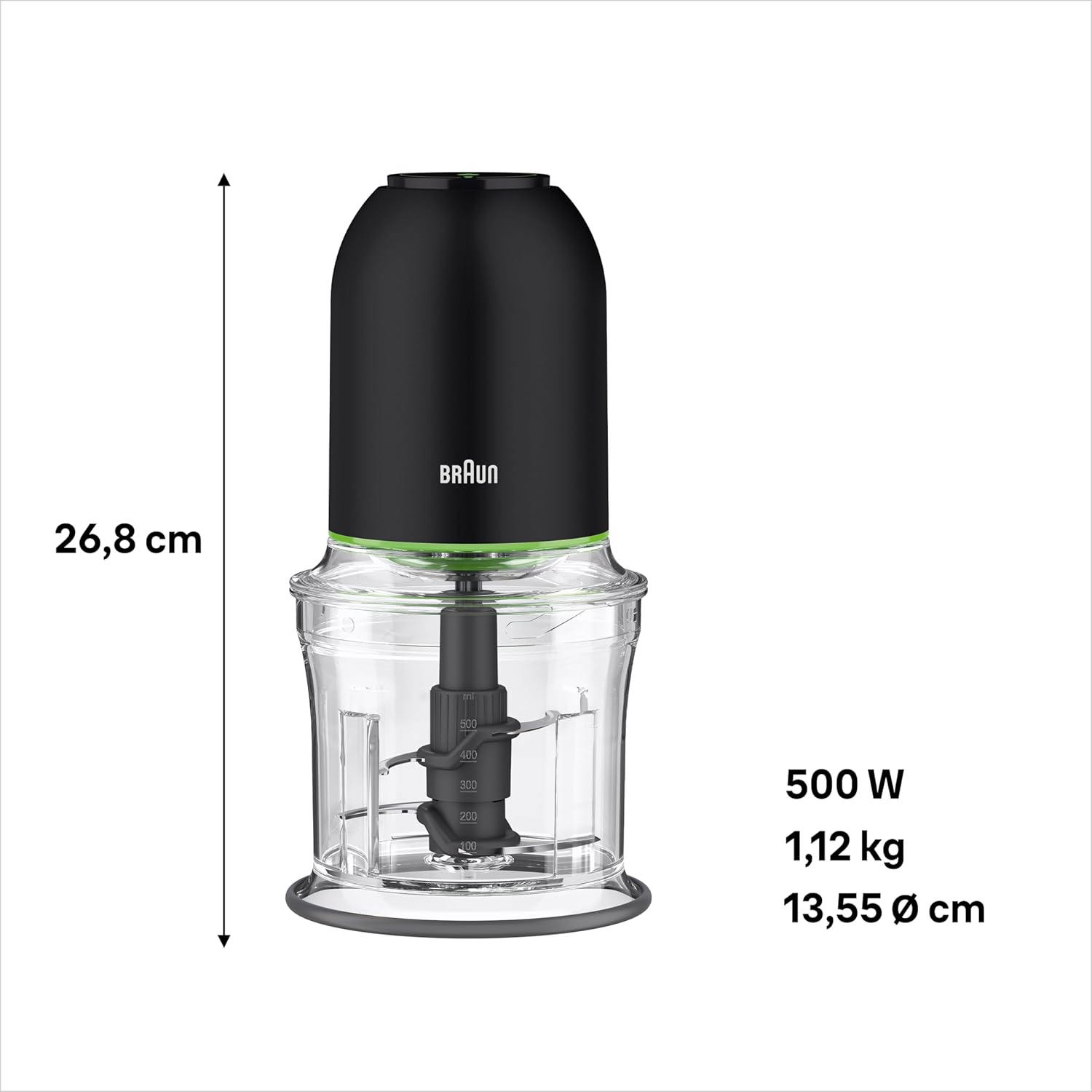 Braun MultiPractic 3 CH3011BK Chopper with dimensions