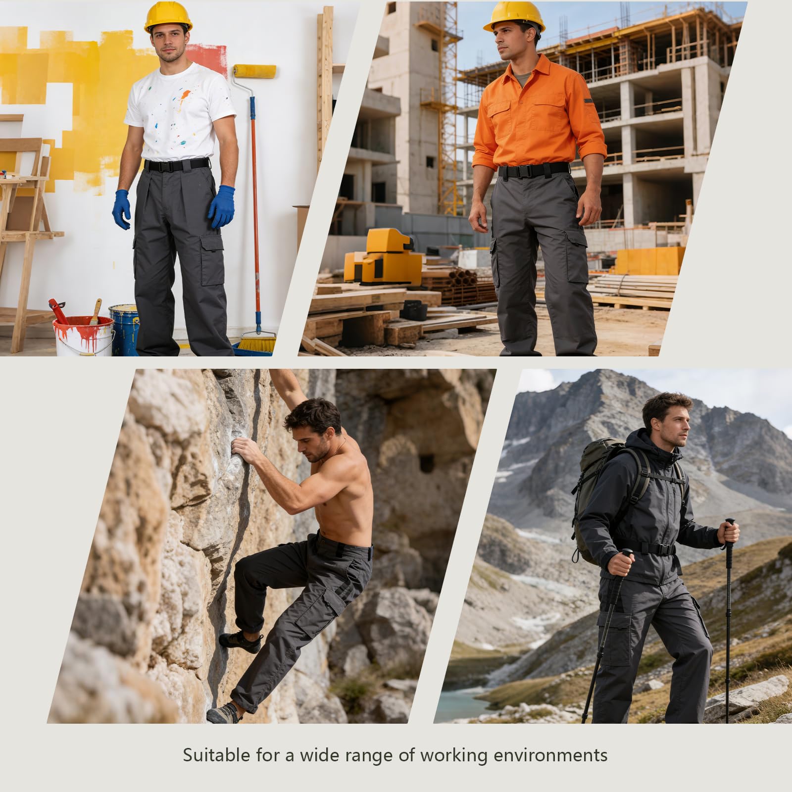 Pantalones de Trabajo de Hombre con Múltiples Bolsillos Pantalones Cargo Resistentes para Actividades al Aire Libre para Senderismo y Acampada
