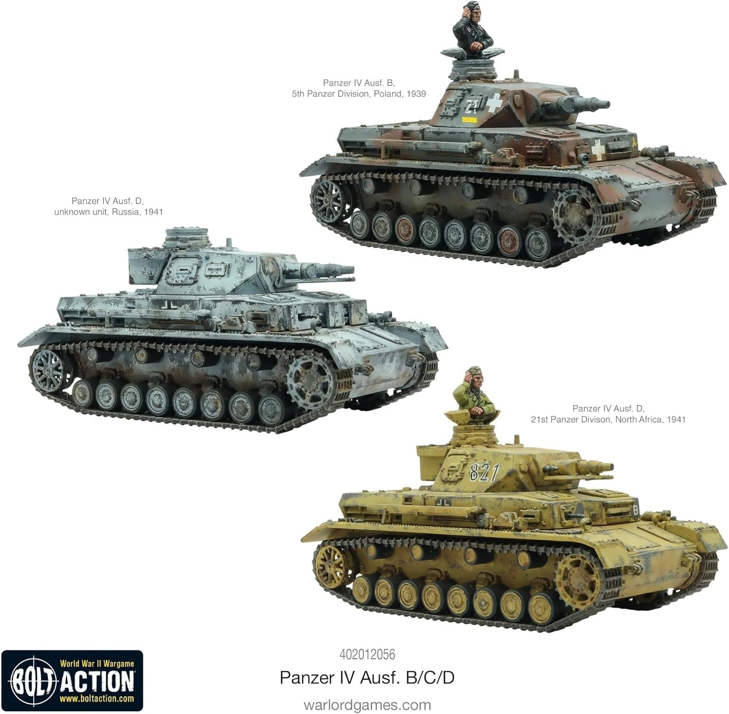 Wargames Delivered - Warlord Games Bolt Action WWII Panzer IV Ausf. B/C/D Tank 1:56 Military Table Top Wargaming Plastic Model Kit for Adults