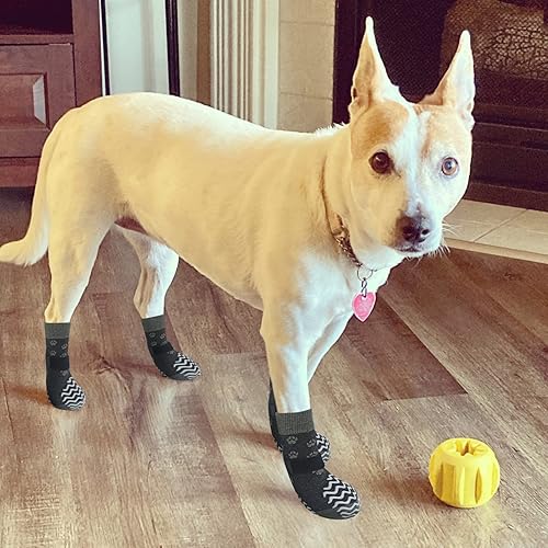 Miniatura 7 de EXPAWLORER - Calcetines antideslizantes para perros, evitan que se laman las patas, para pavimento caliente, pisos de madera, botines para perros