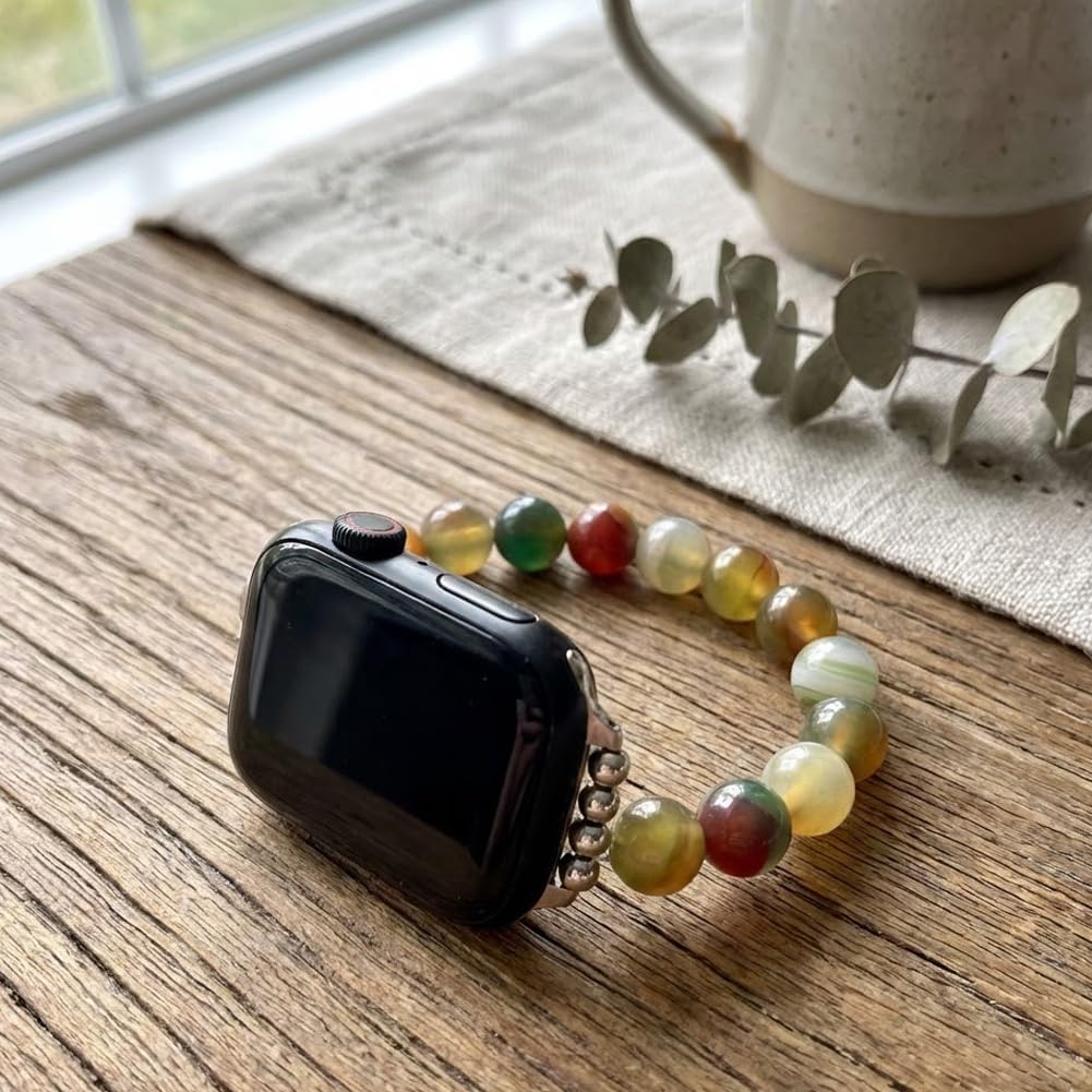 Beaded watch band adds a unique style to your watch. Compatible with Apple Watch Series 11/10/9/8/7/6/5/4/3/2/SE/Ultra. Fits 38/40/41/S10-42/42/44/45/46/49mm. For women.