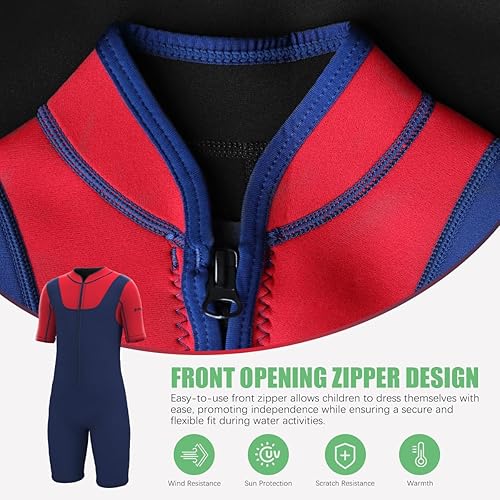 Vista 9 de Traje de neopreno para niños y niñas, 3/0.079 in, traje térmico completo para natación, surf en agua fría Traje completo 3/0.079 in-Rosa