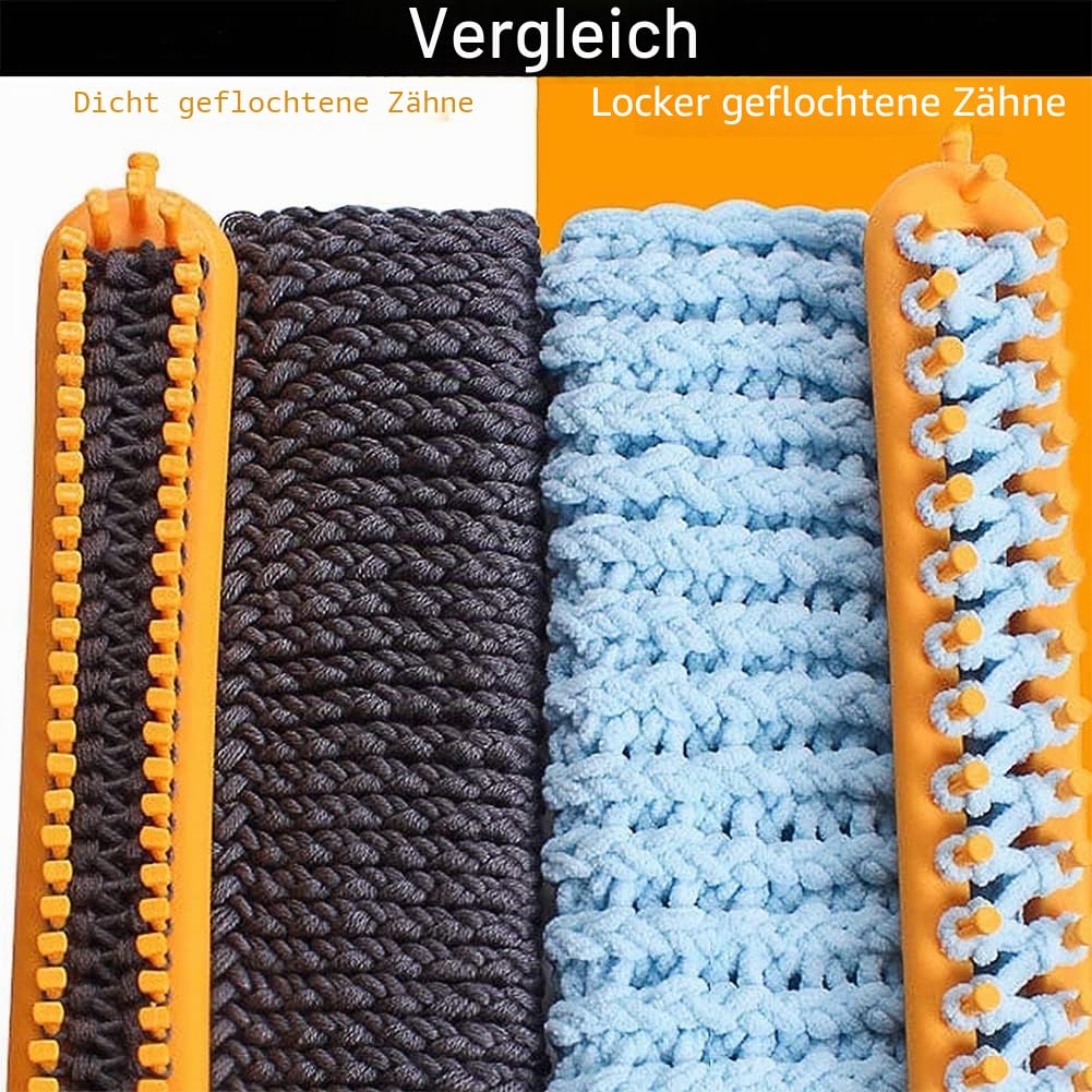 Katech Strickrahmen, 3 Dichter Zahn Knitting Loom Set mit Haken und Wolle Nadel, Lange Strickrahmen für Socken Mützen Schals Pullis, Klassischen Strickliesel
