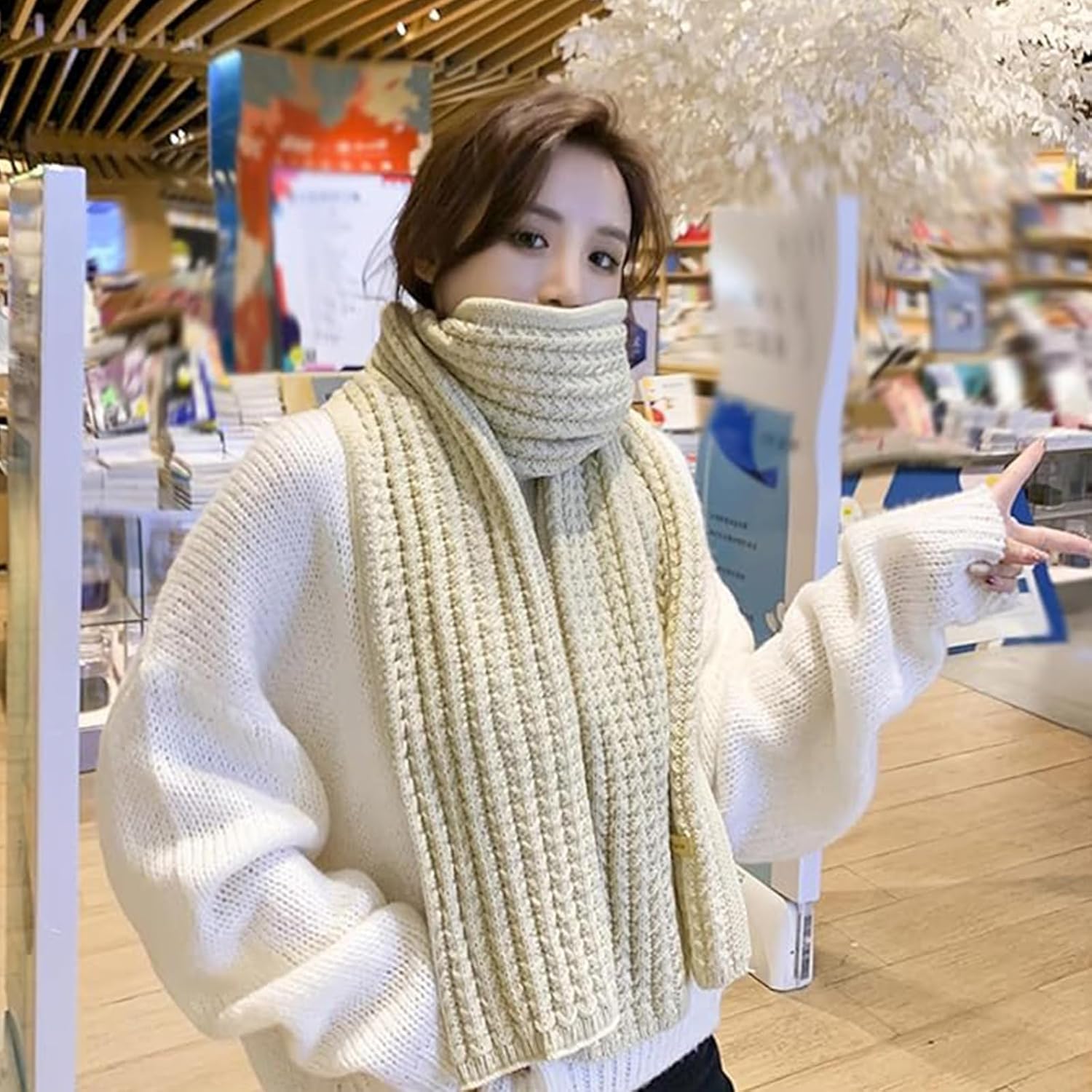 Winter Chunky Knit Scarf for Women Ultra Soft Thick Warm Knitted Scarf Long Knit Scarves for Women's Cold Weather - Image 5