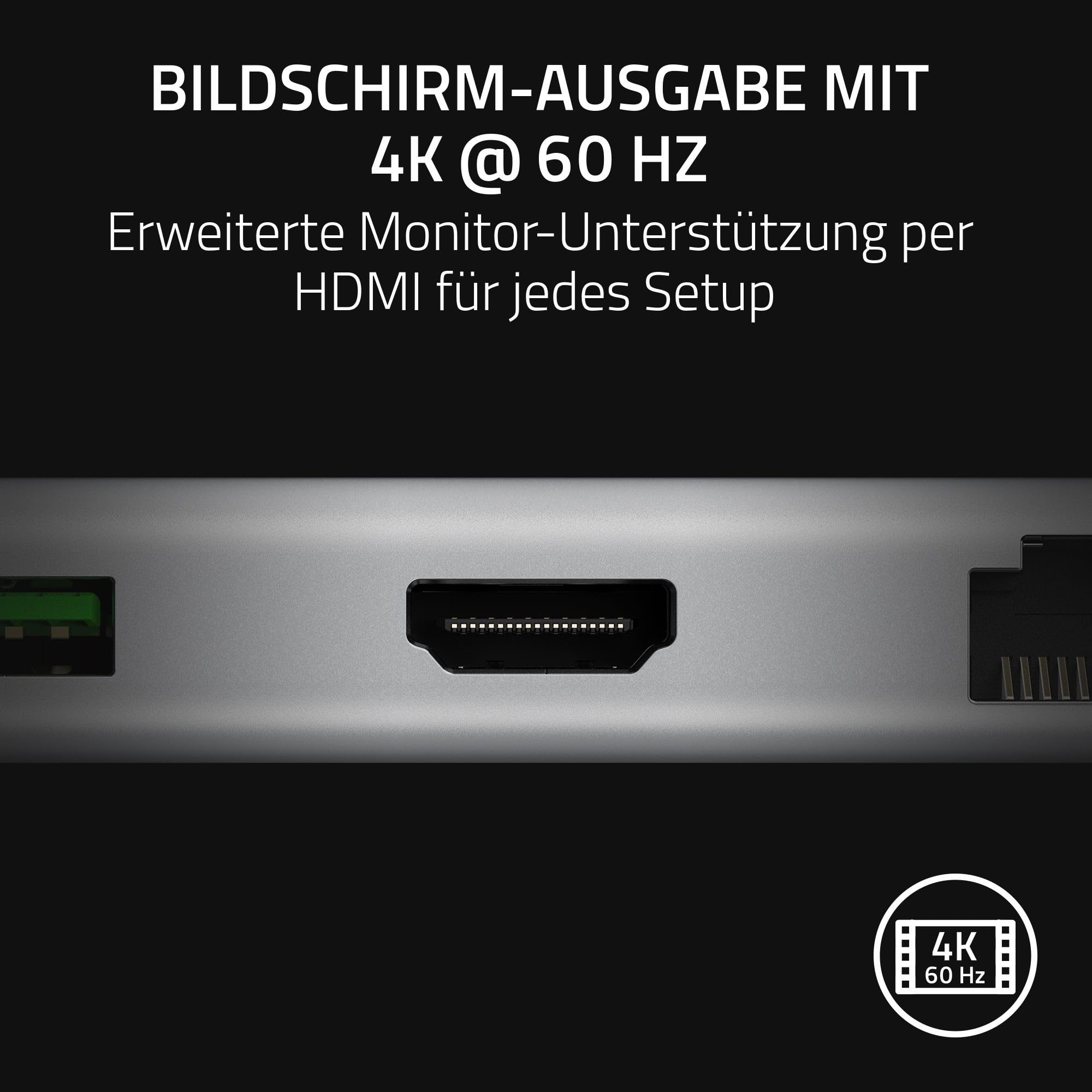 Razer USB-C Dock - 11 Anschlüsse mit HDMI, Gigabit-Ethernet, 3,5mm-Audio-Anschluss, USB-A & -C, kompatibel mit Windows und Mac (Bildschirm-Ausgabe mit 4K, 7.1 Surround Sound) Mercury