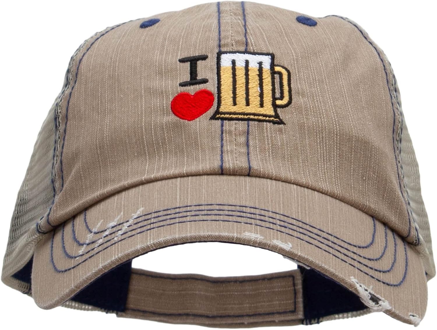 e4Hats.com I Heart Beer Embroidered Low Profile Special Cotton Mesh Cap
