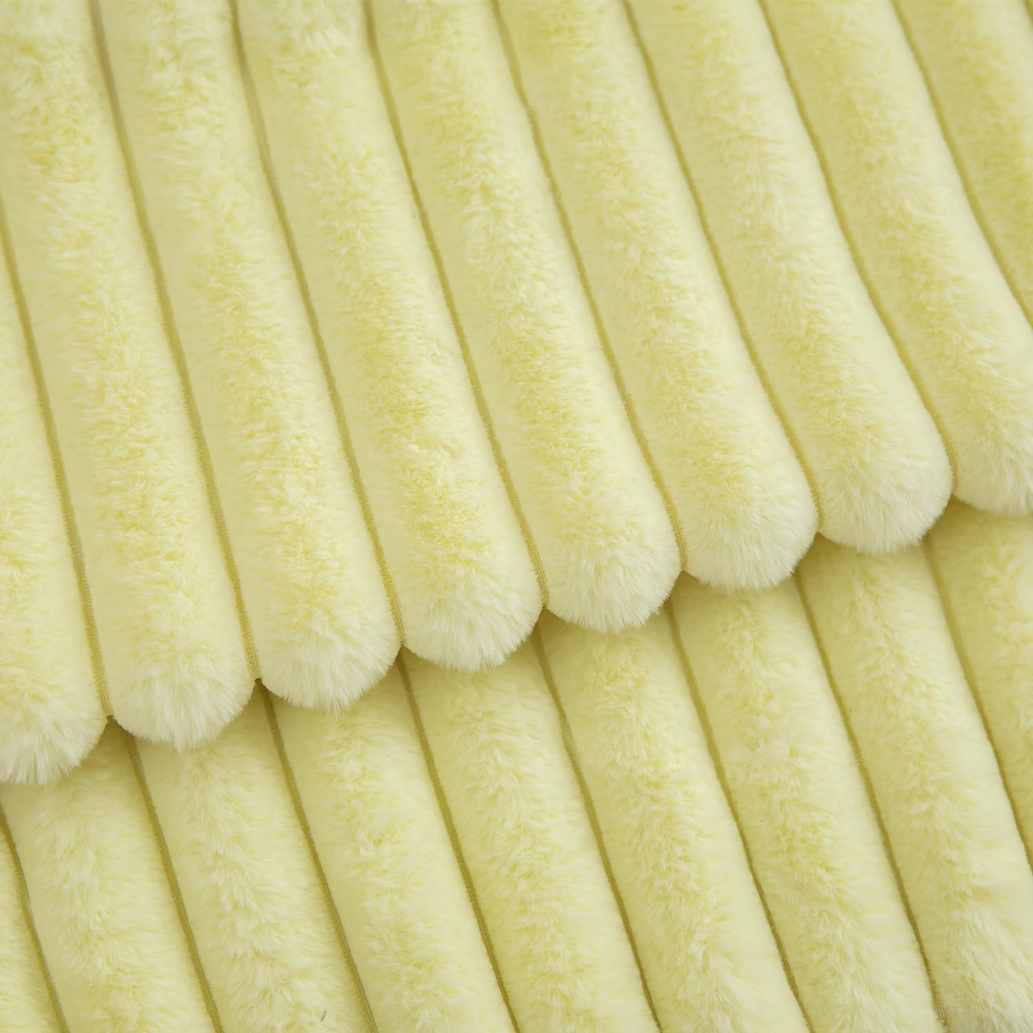 Mandioo Pack of 2 Decorative Cushion Covers 30cm x 50cm Faux Fur Striped Plush Soft Throw Pillow Covers Pillow Cases Bedroom Living Room Sofa Home 20x20 Inch Yellow - Image 2