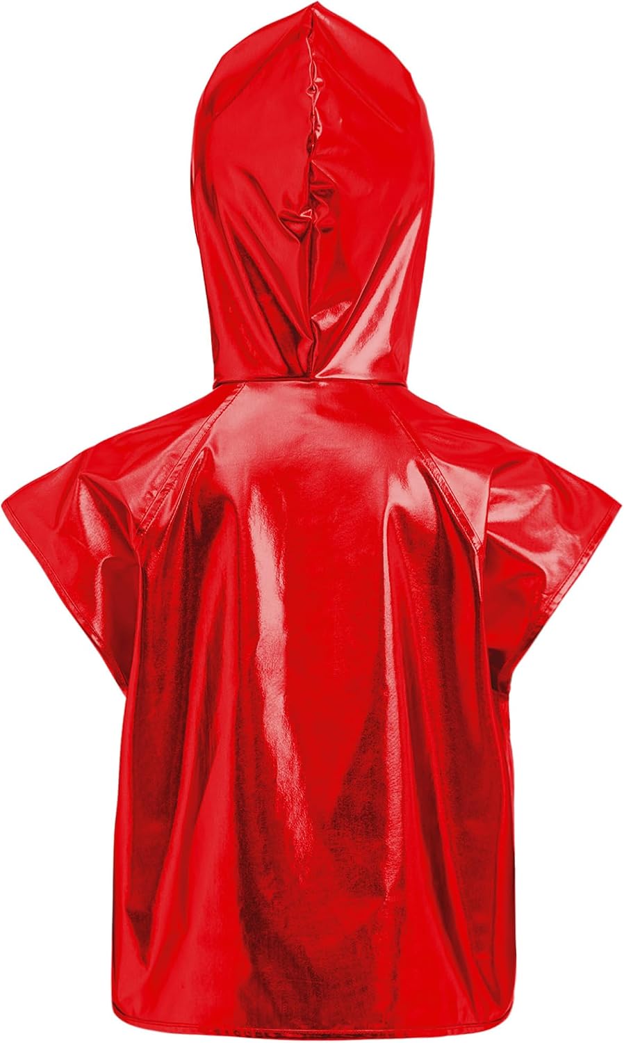 Jhaoyu Kids Girls Boys Metallic Hip Hop Dance Jacket Short Sleeve Hooded Front Zipper Jazz Street Dance Jacket