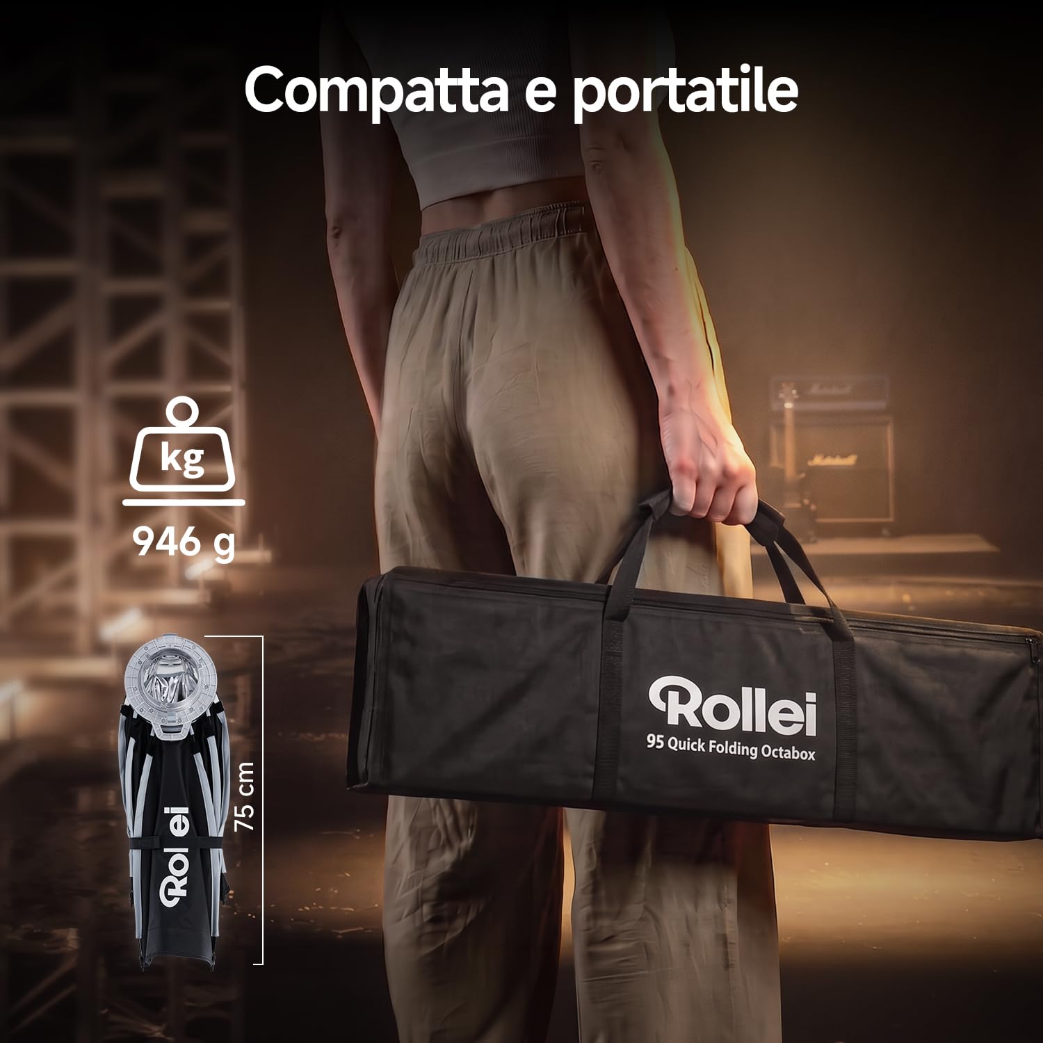 Rollei Quick Fold Octabox Softbox 95cm Diametro con Griglia/Diffusore/Borsa