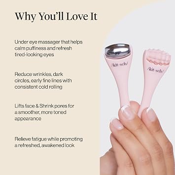 Kitsch Mini Facial Roller & Ice Face Roller Skin Care Tool Set Stainless Steel Face Rollers to Reduce Puffiness, Redness & Headaches, Great Irritation Relief & Spa-Like Experience Anywhere - Blush