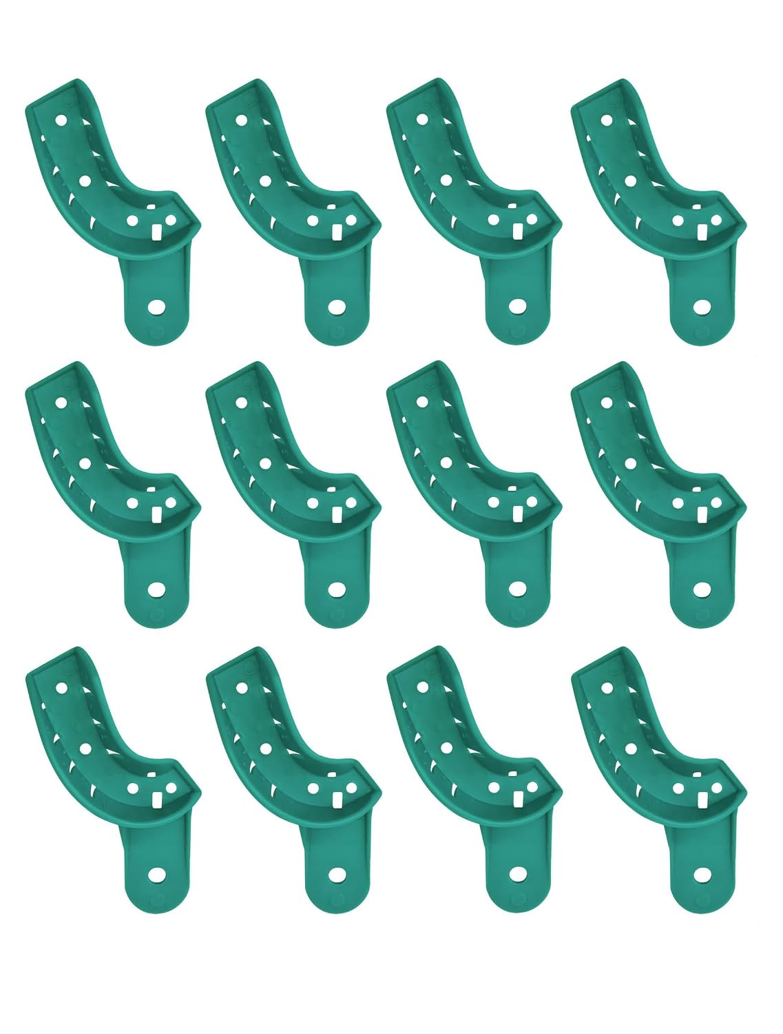 Dental Impression Tray Disposable Kaystone Bosworth BoTrays 12Pcs Green Perforated Plastic Impression Trays (#2 Large Lower)
