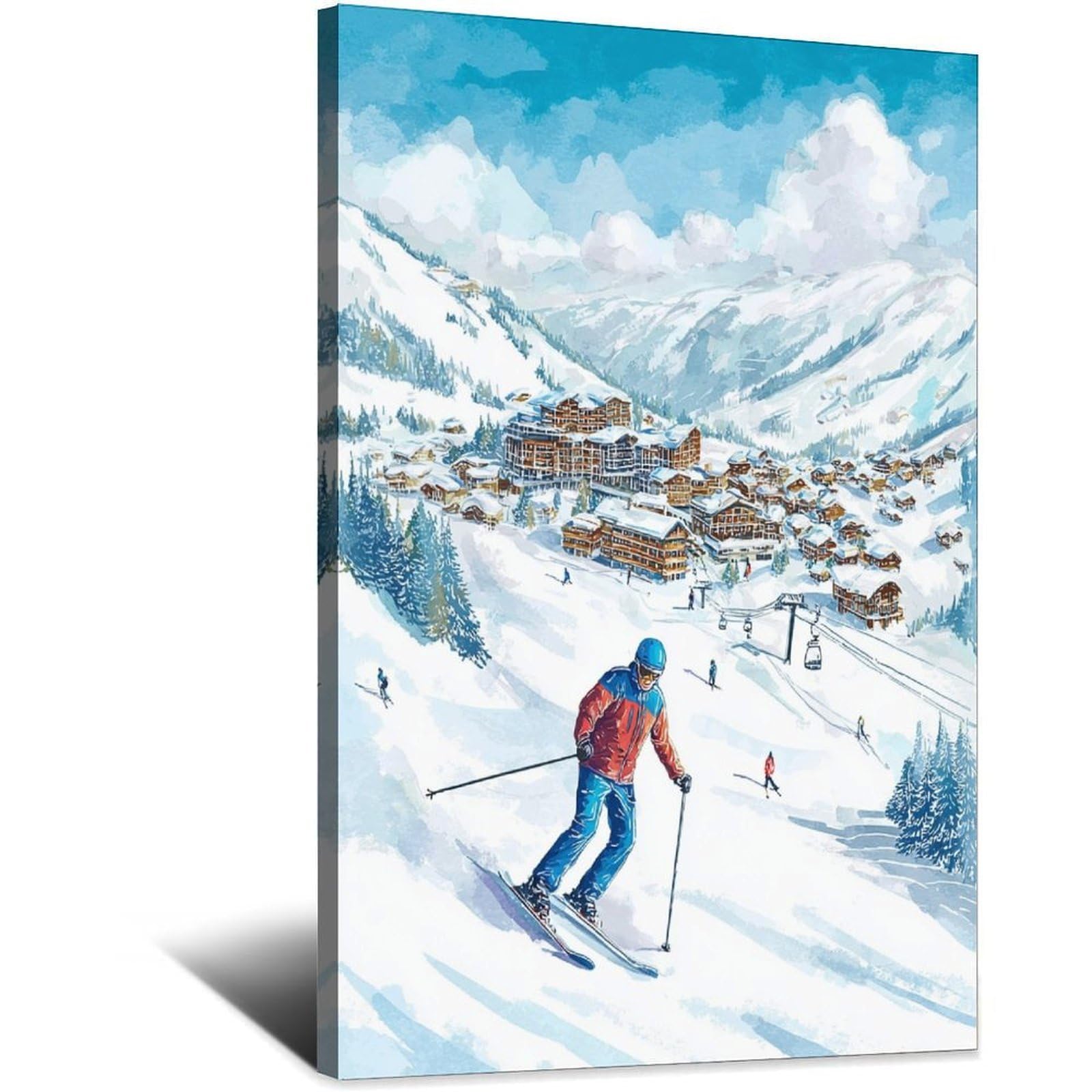 Ischgl Austria Ski Posters 24x36inch(60x90cm) Vintage Watercolor Canvas Art