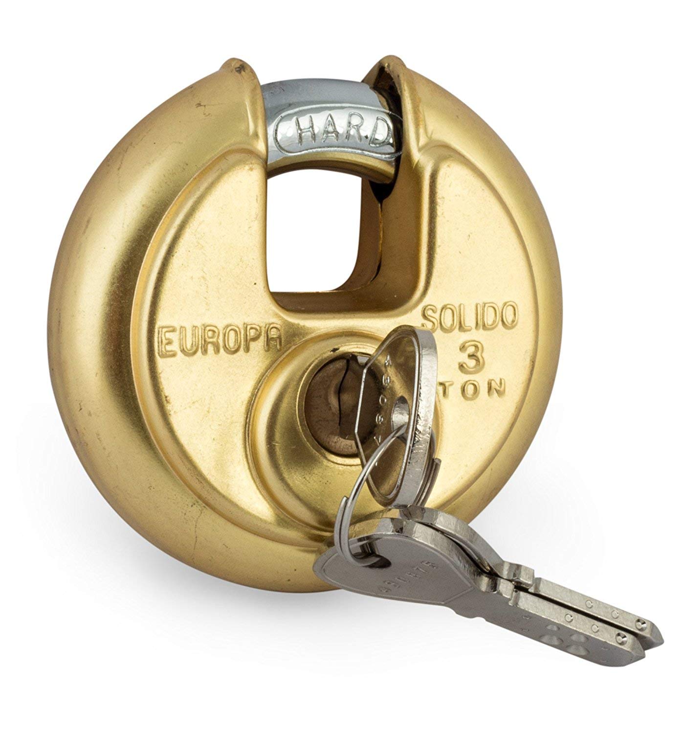 Europa P-370 | Disk Padlock with 11 Pin Dimple Key | 65MM | 11MM Hard Shackle | 3 Keys | Finish: BM