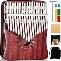Vista 2 de Kalimba Thumb Piano 17 Keys Finger piano (Wine red)