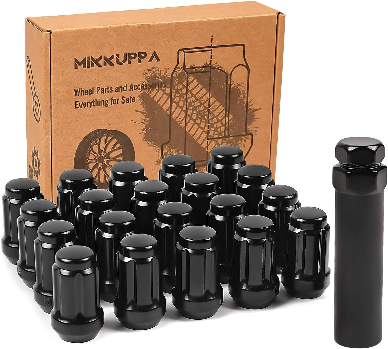 M12x1.5 Lug Nuts - Replacement for 1994-2013 Chevy Impala, 1998-2019 Honda Accord/CRV/Civic, 2003-2008 Honda Pilot Aftermarket Wheel - 20pcs Closed End Spline Lug Nuts