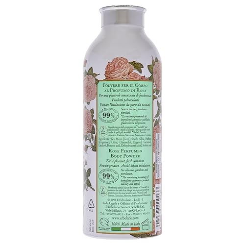 Miniatura 2 de L'Erbolario Polvo corporal perfumado de rosa, aroma floral naturalmente atractivo con rosa, jazmín y almizcle blanco, sin siliconas, parabenos o
