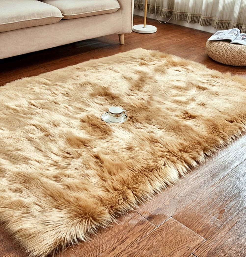 HARESLE Square Rug,Faux Fur Rugs Living Room,Fluffy Area Rugs - Image 4