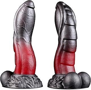 8.7'' Fantasy Dragon Dildo with Balls Silicone Monster Dildo, Huge Thick Horse Dildos with Suction Cup, Knot and Riding Creature Dildos, Giant Alien Cock Girthy Ribbed Anal Toy, Curved Sex Toys