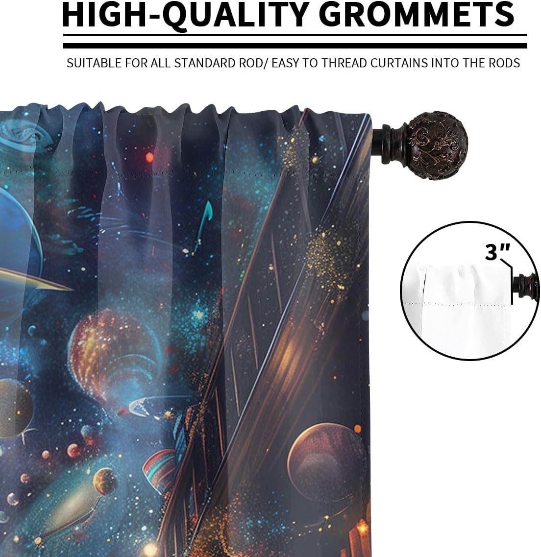 Magical Library Blackout Curtains for Girls Boy Home Decor, Fantasy Bookcase Library Shelves Rod Pocket Thermal Insulated Drapes Darkening Window Curtain for Bedroom Living Room, 42 x 63 Inch