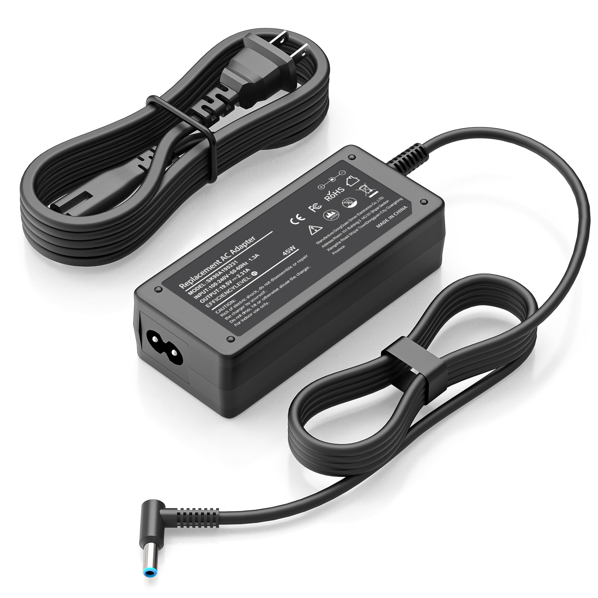 45W Laptop Charger Compatible with HP Pavilion x360 13 15 11, Zbook G5 15 15u G3 14u G4, Notebook 15, Stream 11 14 13 AC Smart Blue Tip Power Supply Adapter Cord