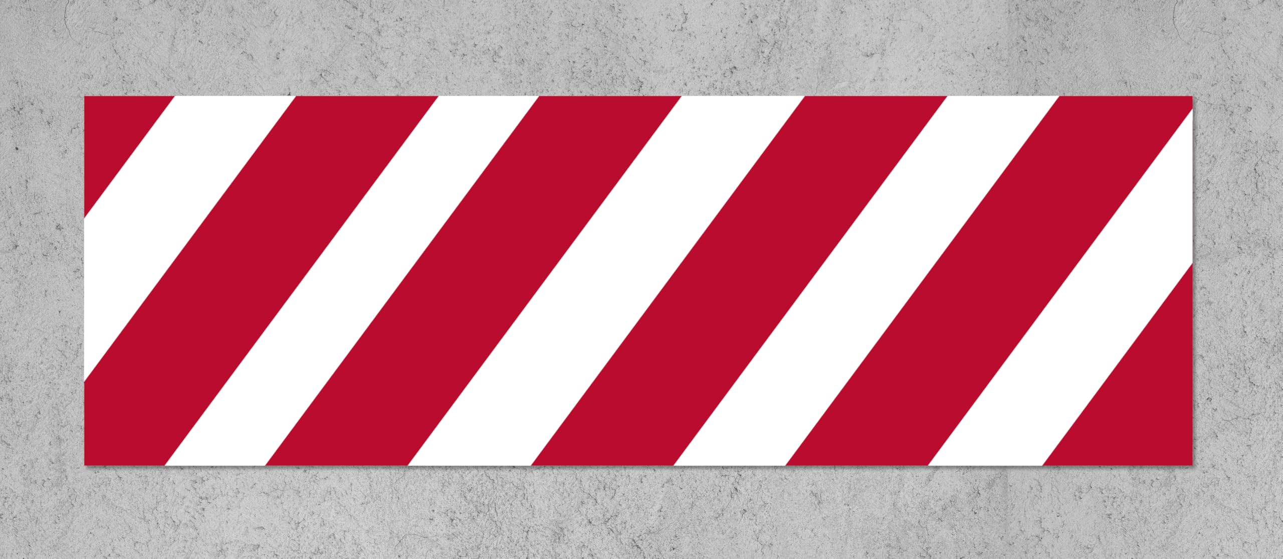 Red and white warning stripes sign - Self adhesive sticker (600mm x 200mm)