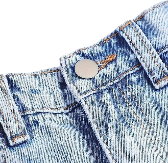 Baggy Jeans for Girls Ripped Jeans High Waisted Denim Pants Straight Wide Leg Distressed Washed Pants Y2K Streetwear 7-14Y4