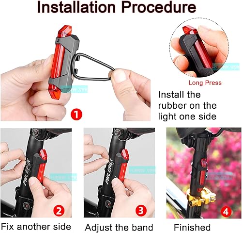 Miniatura 4 de Juego de luces recargables para bicicleta, luz trasera de bicicleta ultra brillante para montar por la noche, faro delantero y trasero esencial,