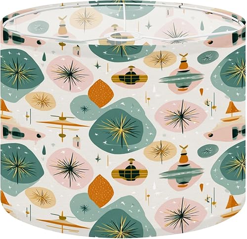Miniatura 9 de Lamp shades for Table Lamps Retro Futuristic Design Teal Pink Orange Cream Hues Medium Drum Lamp Shades 13''W x 10''H Replacement LampShades Spider