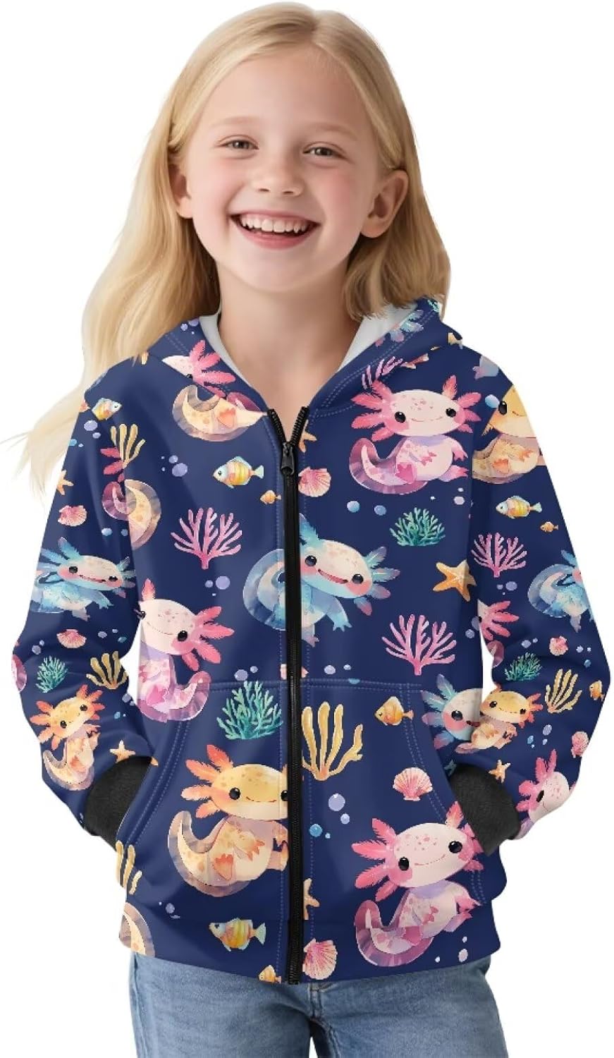 Cute Zip up Hoodie for Girls 6-16 Years Thick Outfits Long Sleeve Jacket Zipper Fall Cardigan