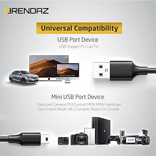 Miniatura 3 de Cable mini USB a USB 2.0  Cable de carga rápida USB A a Mini B USB  Cable de carga de cámara compatible con GoPro HERO4 Hero3, Snowball iCE,