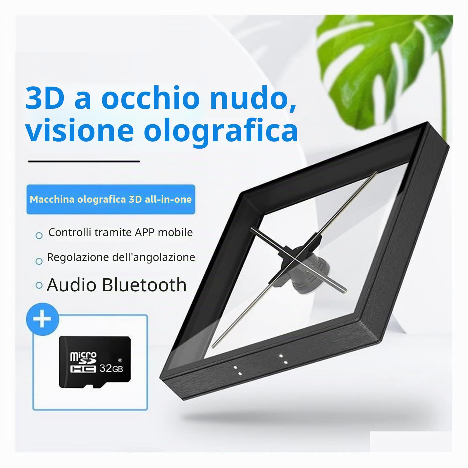Ventilatore con ologramma 3D, Display a ventaglio con ologramma 3D Perline luminose a LED Lettore di immagini olografiche con ventaglio olografico a occhio nudo per Negozi Aziendali, Negozi, Vacanze(6
