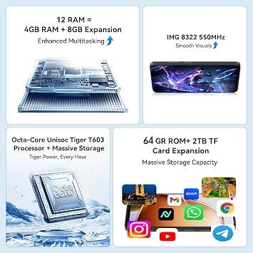 Blackview WAVE 9C Smart Android Phone,4G Sim-Free & Unlocked Mobile Phones, 12GB+64GB/2TB, Android 15 Phone 13MP+8MP AI Camera, 5000mAh/10W, Fingerprint/Eye Comfort Mode, 5G WiFi/GPS/OTG Smartphone