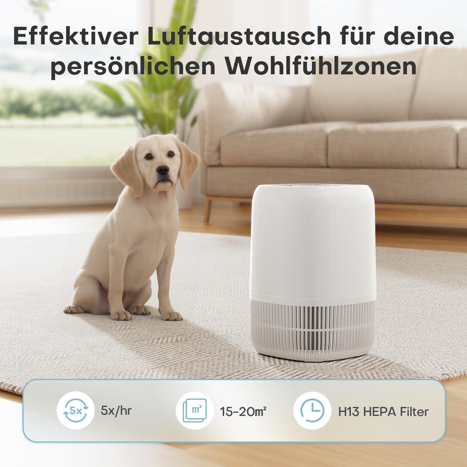 AROEVE Luftreiniger mit H13 HEPA 3-Stufen-Filter, Luftreiniger für Schlafzimmer, 5W Energieverbrauch, Leise 22dB mit Aroma, reduziert Pollen, Rauch, Tierfell, Weiß