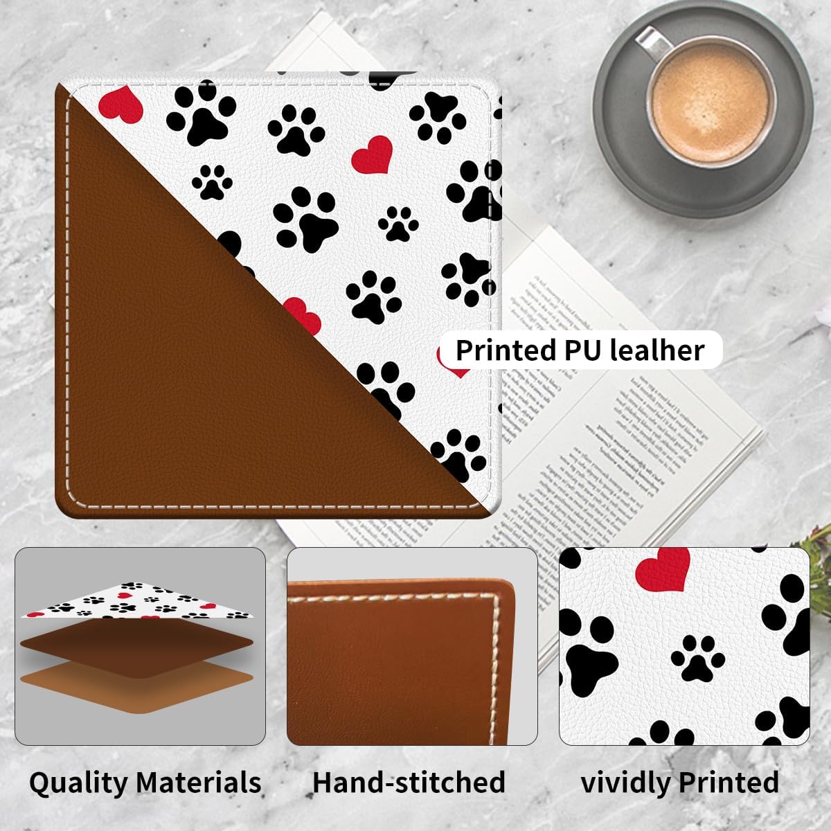 Cute Leather Bookmarks, Fun Triangle Making Corner Bookmark, Book Accessories for Reading Book Lovers, Unbreakable Page Markers for Women Men Cute Dog Paws - Image 2