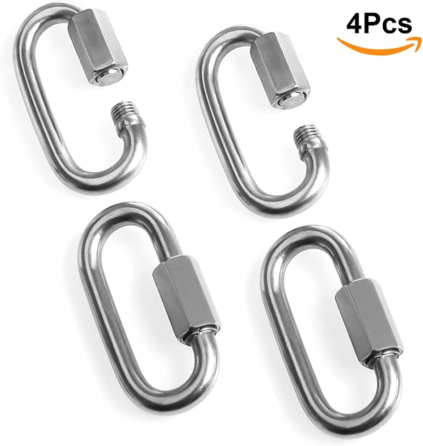 Acrux7 4 Pcs M8 Heavy Duty Oval Locking Carabiner Clip, 5/16 Inch Carabiners, Hexagon Stud Connector & Deep Thread for Hooking Trailer, Swing : Sports & Outdoors