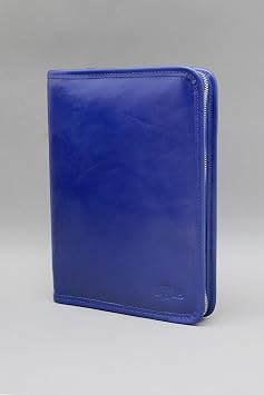Noda Leather padfolio a5, Zipped Notepad Holder, Leather Portfolio a5 (Blue)