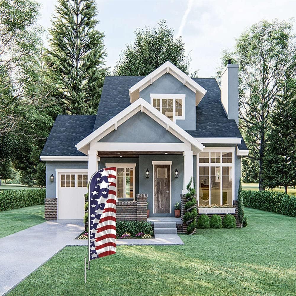 American Real Estate Advertising and Marketing 6 Feet Feather Flag Replacement Flag Only Without Pole Kit (American)