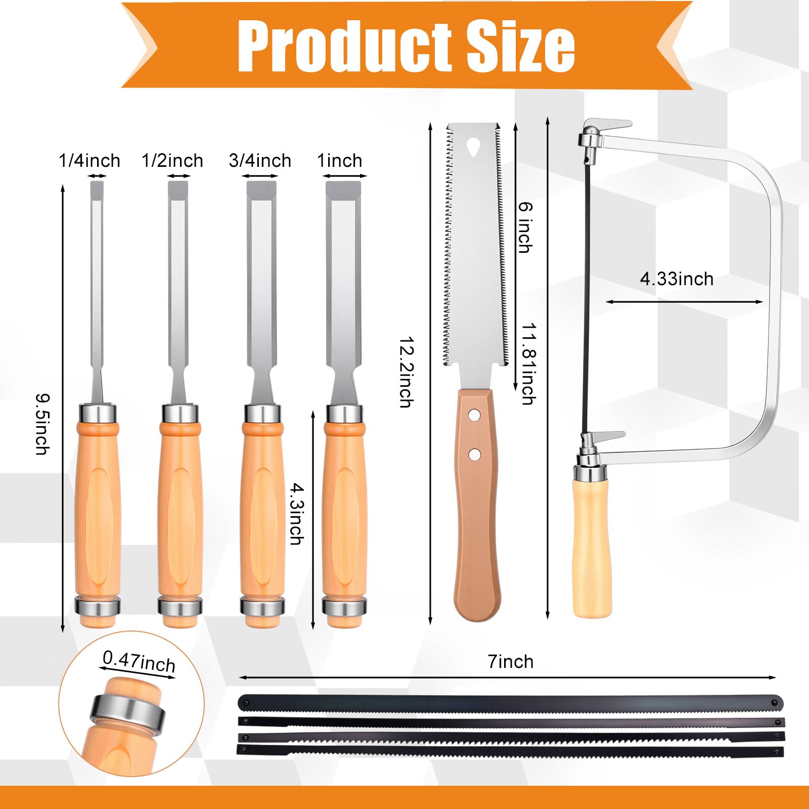 Wood Chisels & Hand Saw Set - Woodworking Tools -2 Wood Chisels & Hand Saw Set - Woodworking Tools -2
